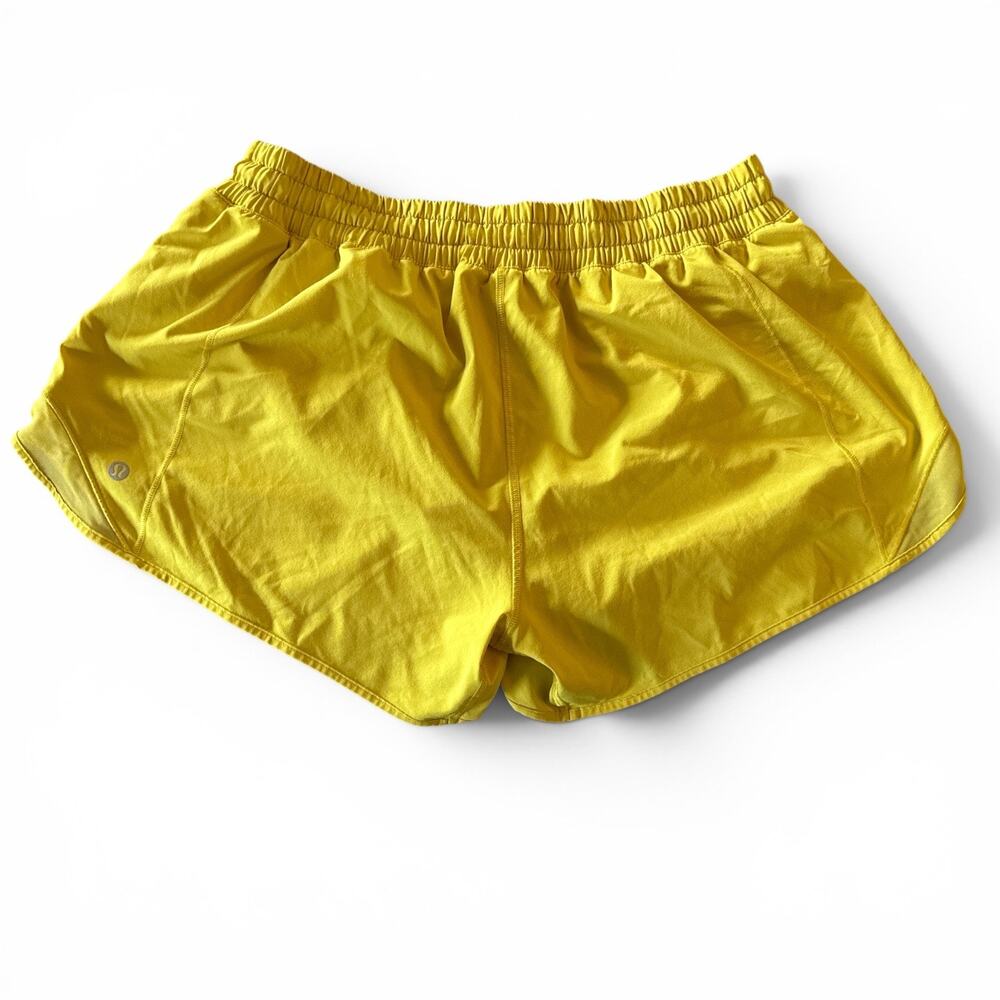 Lululemon Hotty Hot HR Short 4" Lined Sz 12 Yellow Running Gym Athletic